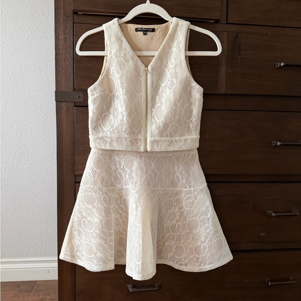 Girls Miss Behave Lace 2 Piece